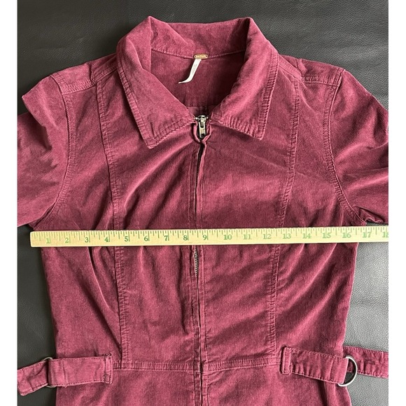Free People Take Me Out Mulberry Corduroy Jumpsuit 6 Zip Front Utility Boho $148 - Picture 5 of 13
